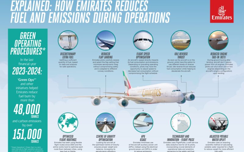 طيران الإمارات تخفض انبعاثاتها الكربونية بفضل إجراءاتها التشغيلية الصديقة للبيئة