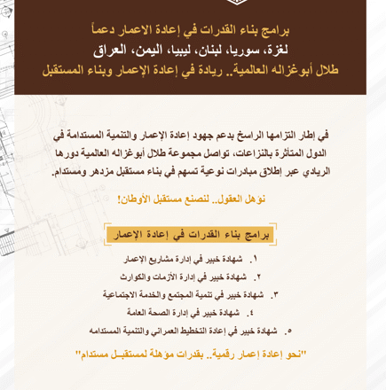 منحة أبوغزاله لإعادة الإعمار توفر برنامج “إدارة الأزمات والكوارث”
